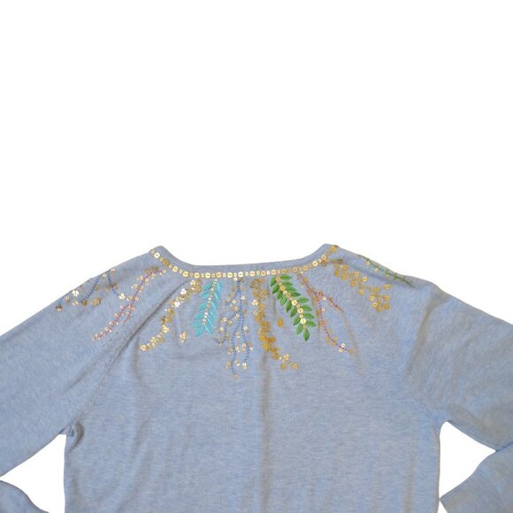 Sundance Sequin Embroidered Cotton Cardigan Mother of Pearl buttons Sz S #909 - Picture 4 of 13